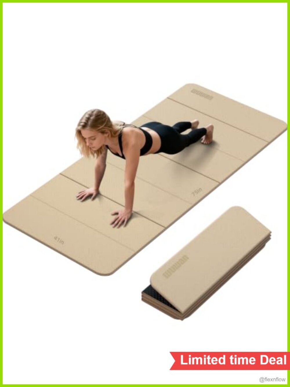 Foldable TPE Yoga Mat Extra Large 10mm Thick Exercise Fitness Mat